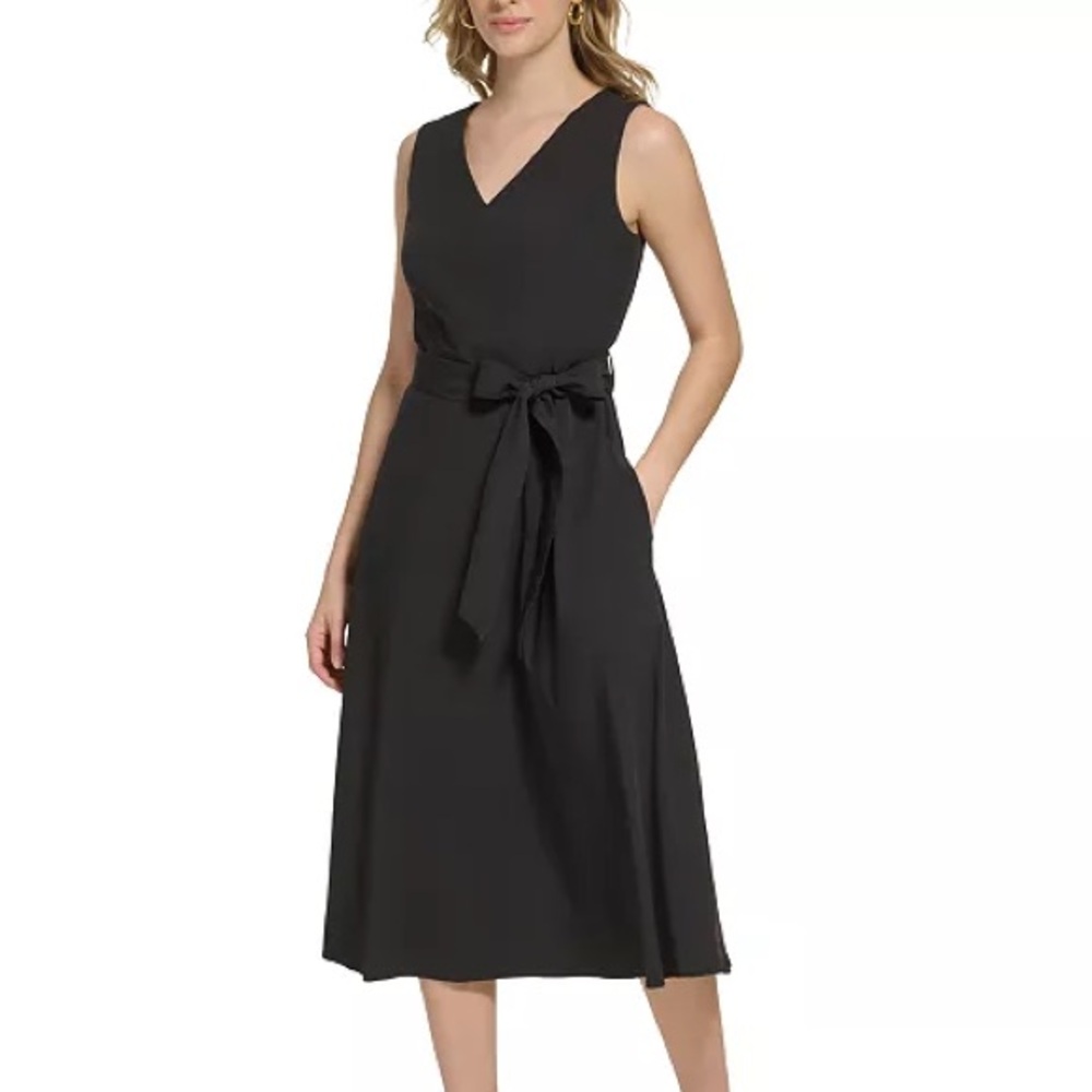 Calvin Klein Sleeveless Pleated A-Line Dress, Size: 2